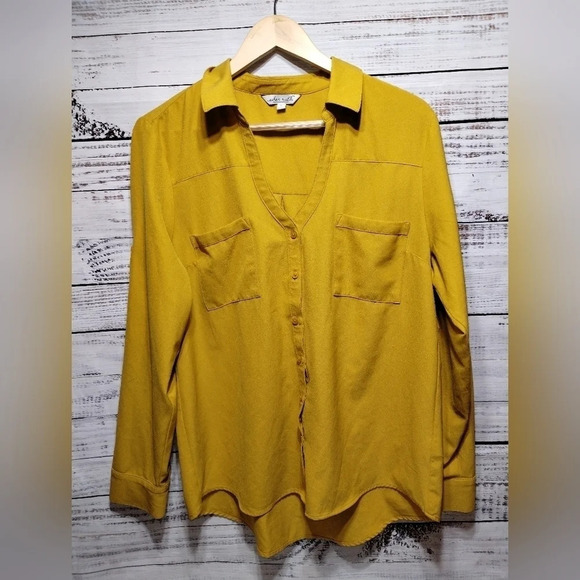 Eden Ruth Gold Toned Button Down Dressy Top size Large - Picture 1 of 5